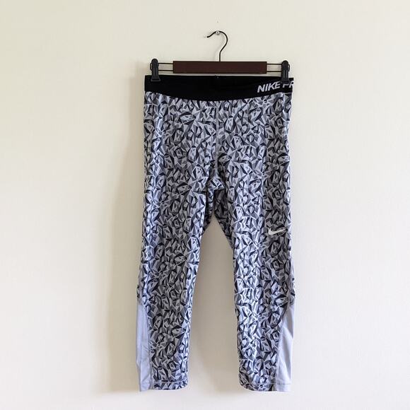 Nike Pro Sz L/12 Cool Facet Training Capris Dri-Fit Wolf Gray Black 822978-012 - Picture 1 of 6